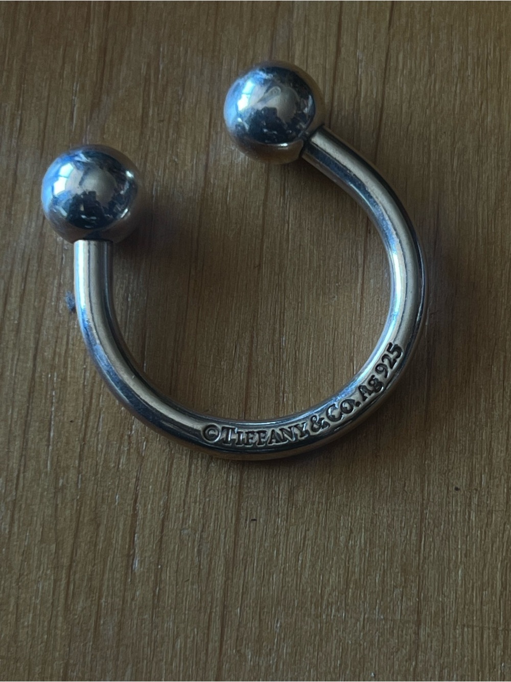 Tiffany & Co. Sterling Silver Open KeyRing with Polished Ball Ends - Silver